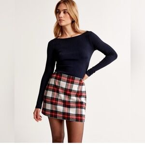 Abercrombie & Fitch Scarlett Wool-Blend Plaid Mini Skirt